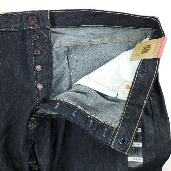 Levi's 501 Original Jeans Button Fly Dark Wash Denim 100% Cotton Men's 44x30 NWT - Picture 3 of 11